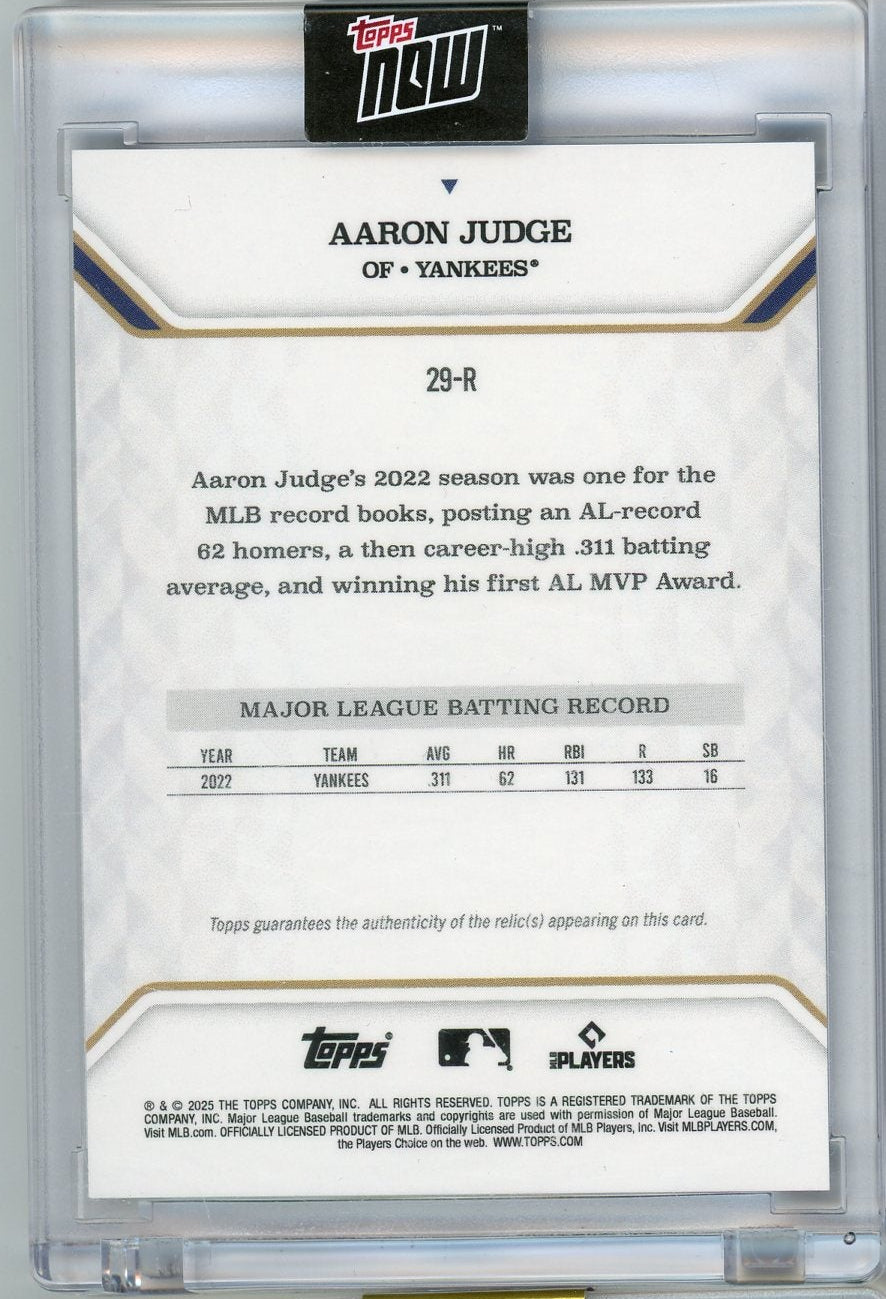 Aaron Judge 2025 Topps Now MVP Collection Relic Purple #'d 53/75