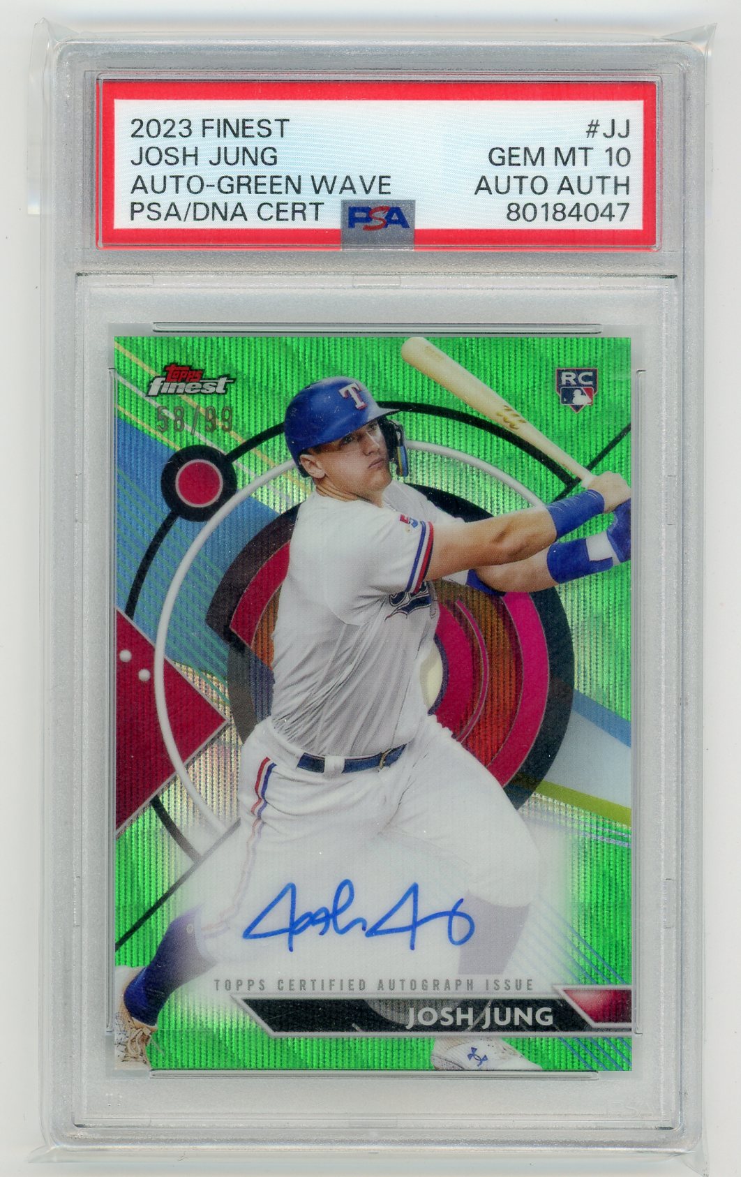 Josh Jung 2023 Topps Finest Green Wave Autograph #'d 58/99 PSA 10