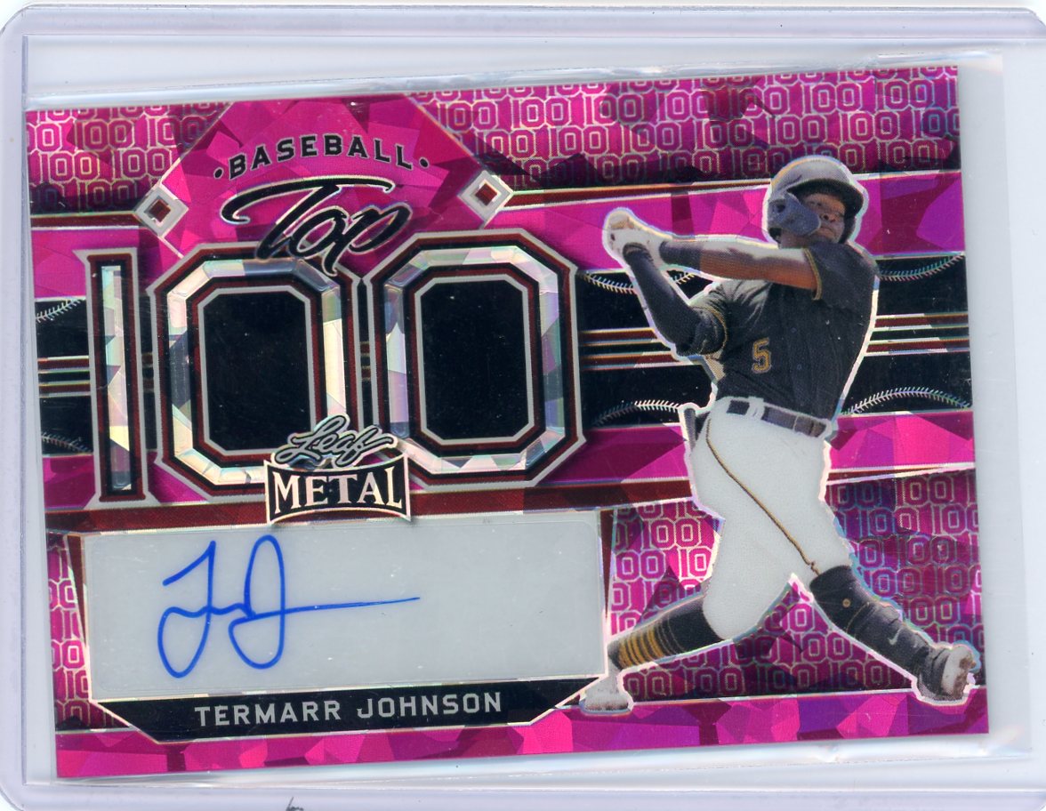Termarr Johnson 2022 Leaf Top 100 pink ice autograph #'d 2/3