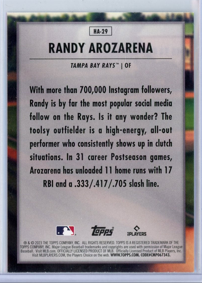 Randy Arozarena 2023 Topps Update Series Home Field Advantage SSP