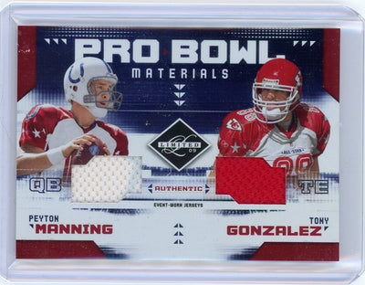 Peyton Manning Tony Gonzalez 2009 Panini Donruss Pro Bowl Materials game-used relics #'d 011/100