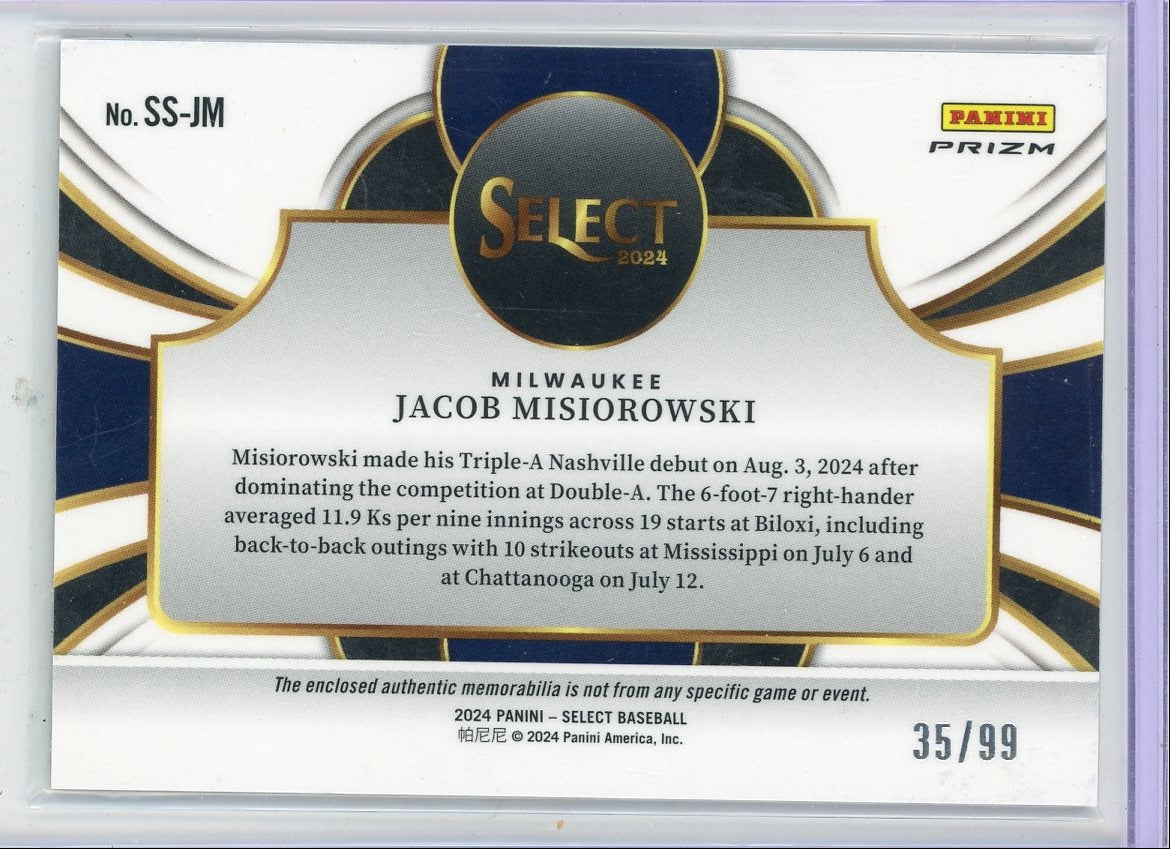 Jacob Misiorowski 2024 Panini Select Red Selective Swatches Prizm #'d 35/99