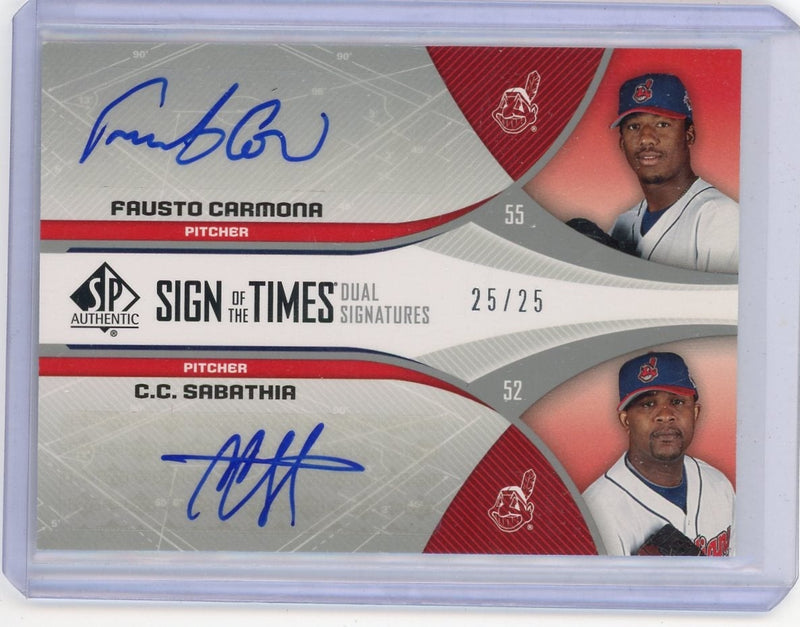 CC Sabathia Fausto Carmona 2006 Upper Deck SP Sign of the Times dual signatures 