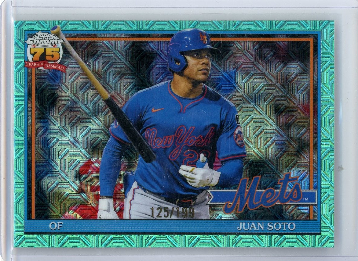 Juan Soto 2026 Topps Series 1 Silver Pack Chrome Aqua Mojo Refractor #'d 125/199