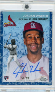 Jordan Walker 2023 Topps Chrome Platinum Tolie Cream / Blue Refractor Auto RC #'d 51/99