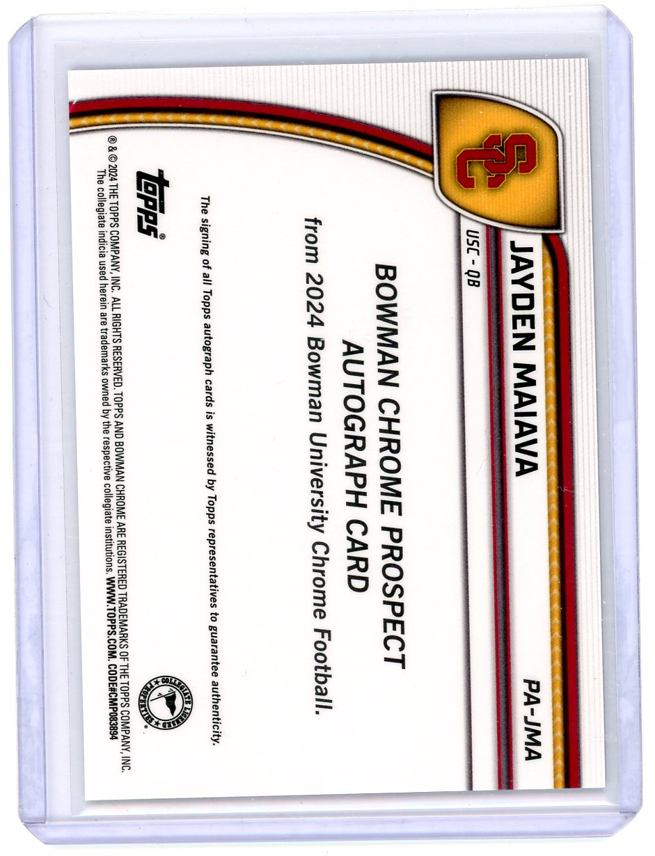 Jayden Maiava 2024 1st Bowman Chrome University autograph