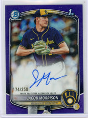 Jacob Morrison 2025 Bowman Chrome Draft 1st Bowman Purple Autograph #'d 174/250