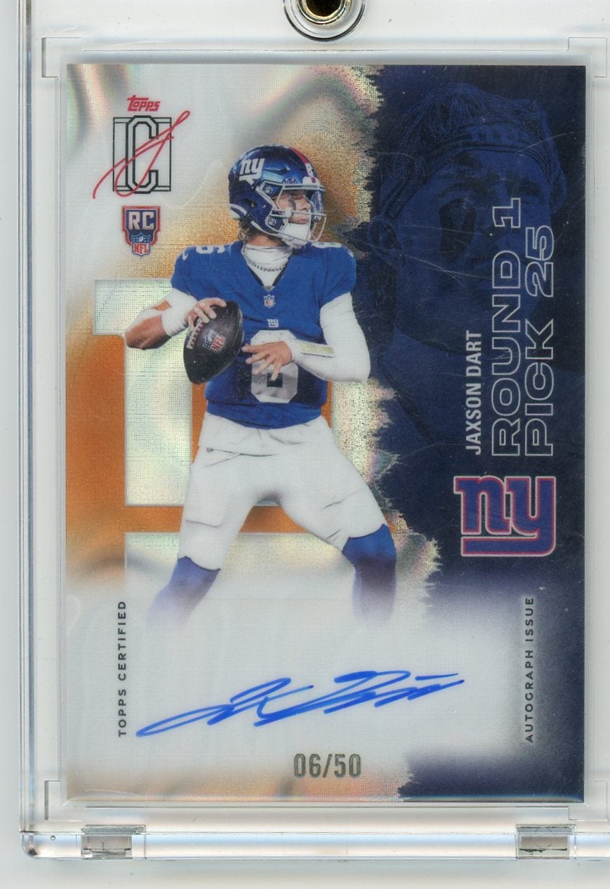 Jaxson Dart 2025 Topps Signature Class Football Orange Lava Autograph #'d 06/50 (Jrsy #)