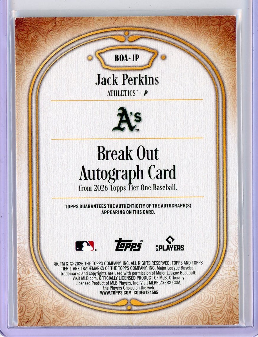Jack Perkins 2026 Topps Tier One Break Out Auto #BOA-JP #'d /299