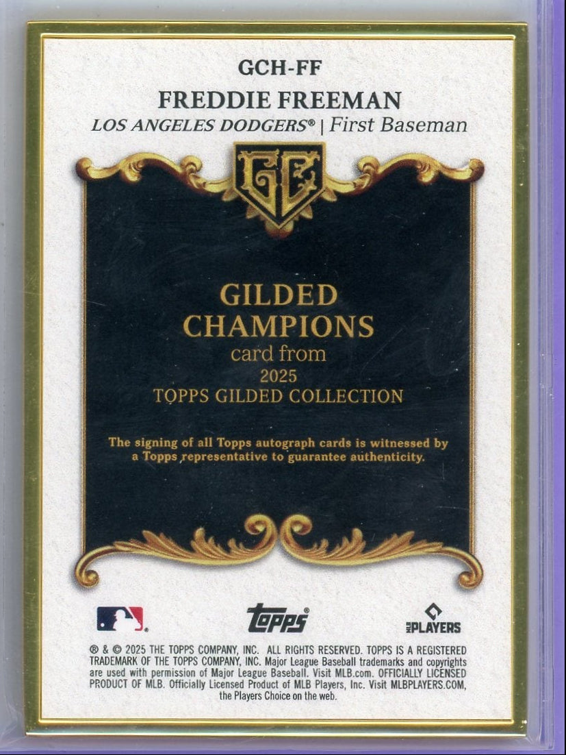 Freddie Freeman 2025 Topps Gilded Collection Gilded Champions Autograph #'d 46 /50