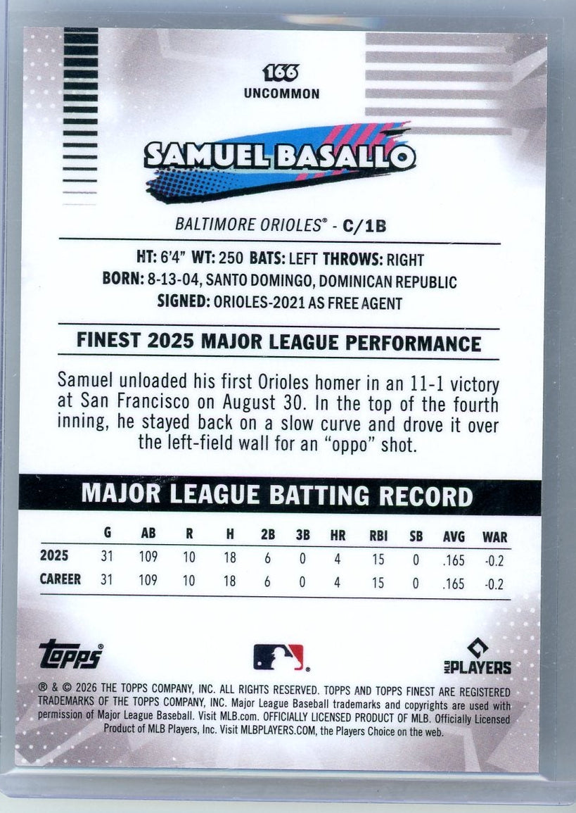 Samuel Basallo 2026 Topps Finest Gold GeoFractor 38/50