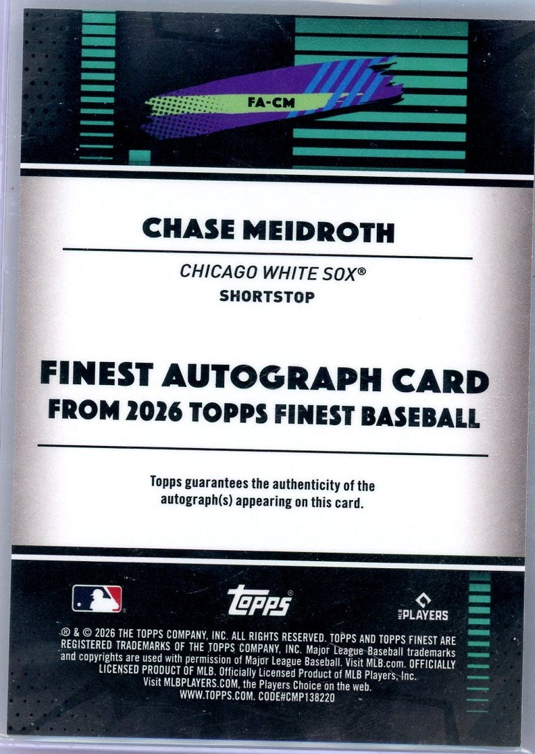 Chase Meidroth 2026 Topps Finest Gold Geo Fractor Auto #'d 12/50