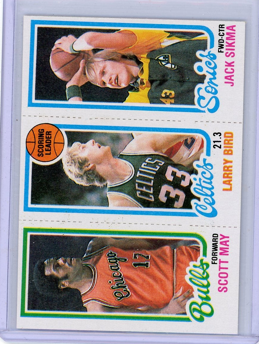 S. May/L. Bird/J. Sikma 1980 Topps