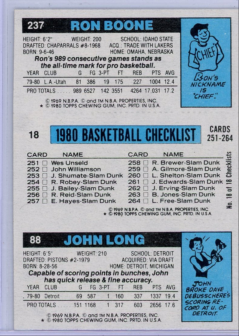 J. Long/M. Johnson/R. Boone 1980 Topps