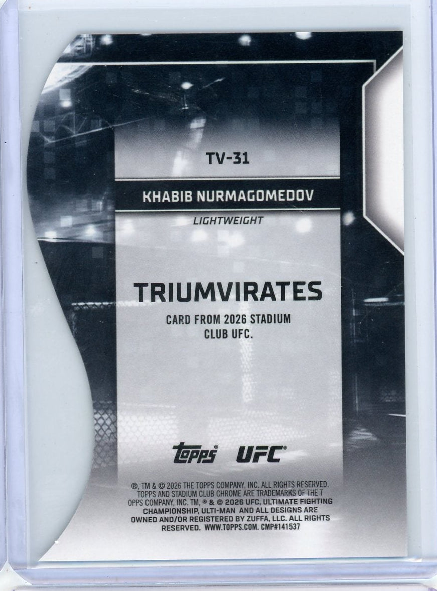 Khabib Nurmagomedov UFC Stadium Club Chrome Triumvirates #TV-31
