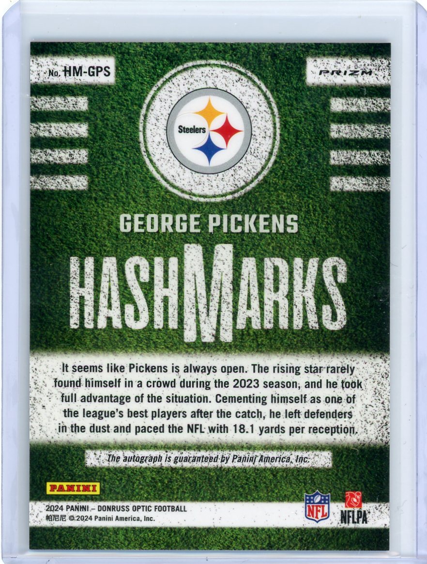 George Pickens 2024 Panini Donruss Optic Hashmarks Autograph