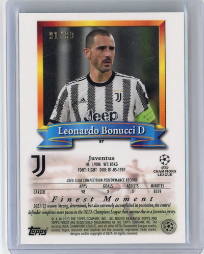 Leonardo Bonucci 2023 Topps Finest Flashbacks blue refractor #'d 91/99