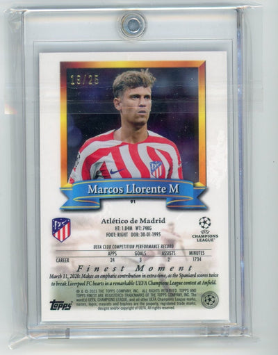 Marcos Llorente 2023 Topps Finest Flashbacks black refractor #'d 19/25