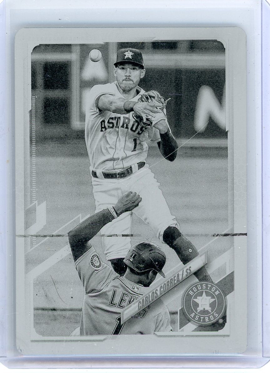 Carlos Correa 2021 Topps Series 1 Printing Plate Black #'d 1/1