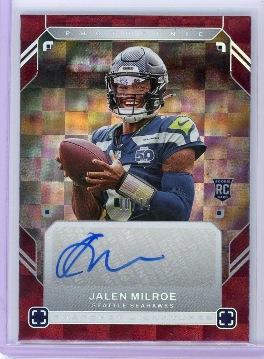 Jalen Milroe 2025 Panini Photogenic Snapshot Signatures RC #'d 10/14