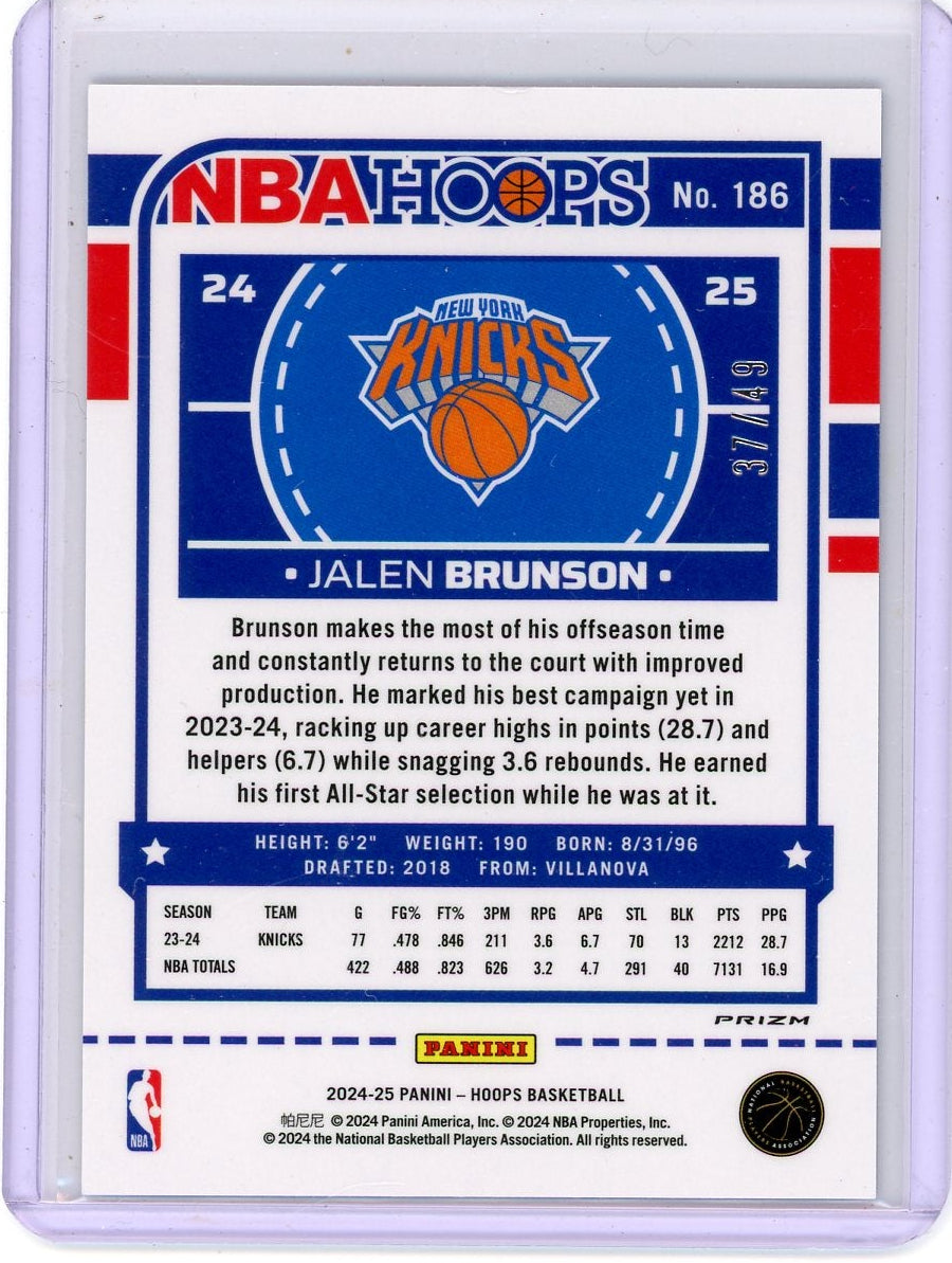 Jalen Brunson 2024-25 Panini NBA Hoops Premium Blue #'d 37/49