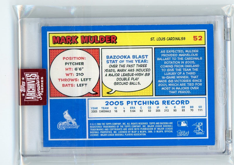 Mark Mulder 2023 Topps Archives Signature 2006 Topps Bazooka autograph 