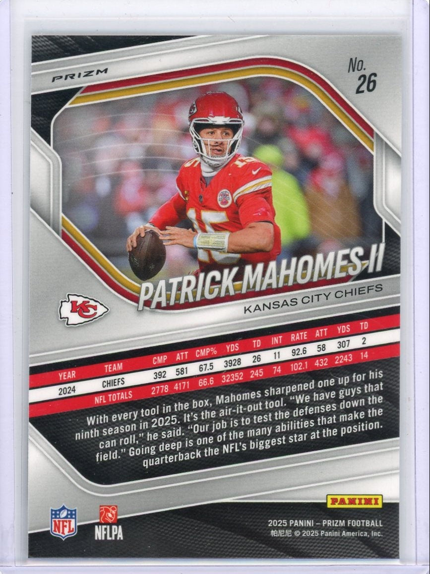 Patrick Mahomes 2025 Panini White Disco Prizm