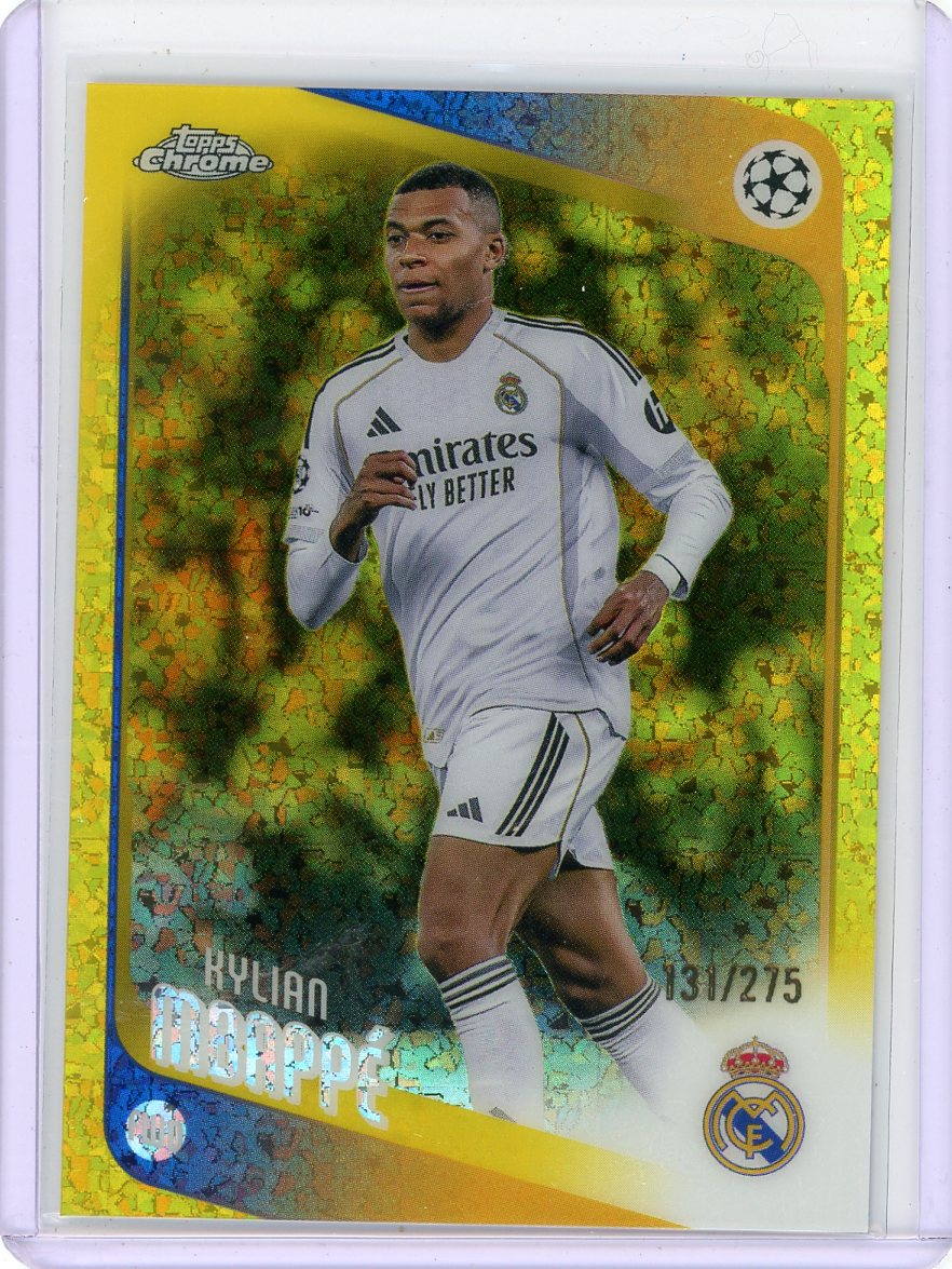 Kylian Mbappe 2025-26 Topps Chrome Yellow Mini Diamond #'d 131/275