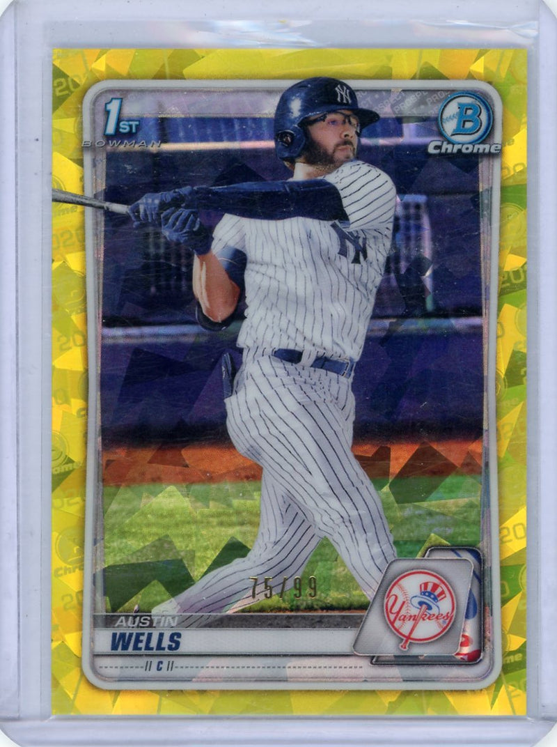 Austin Wells 2020 Bowman Chrome Sapphire 1st Bowman Yellow Refractor 