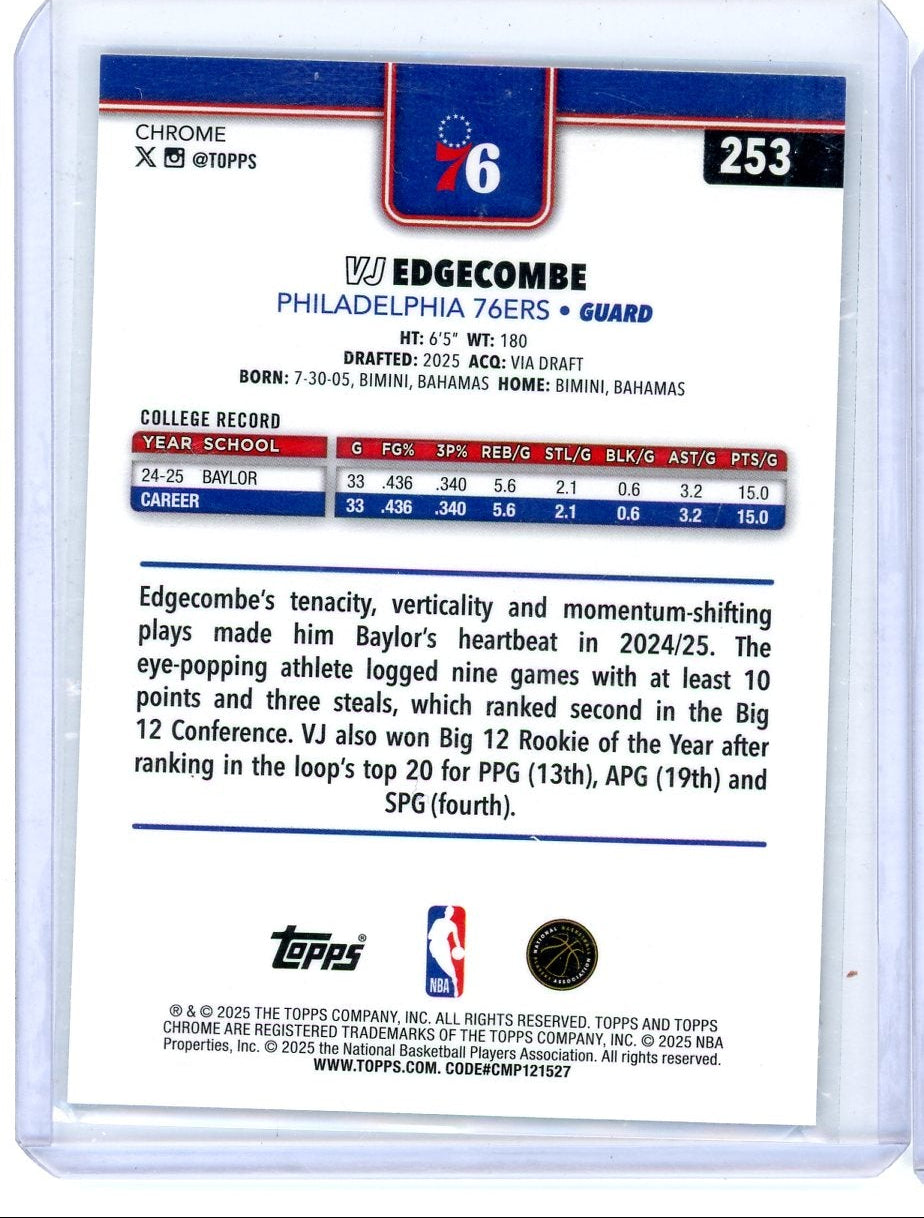 VJ Edgecombe 2025-26 Topps Chrome X-Fractor