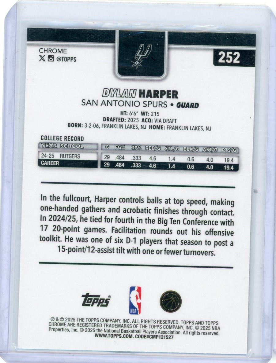 Dylan Harper 2025-26 Topps Chrome X-Fractor