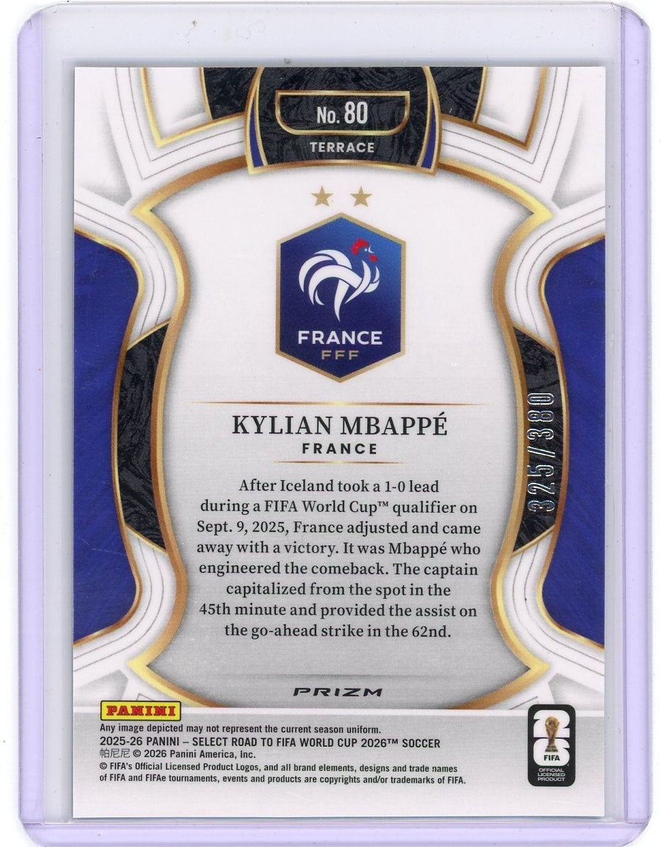 Kylian Mbappe 2025-26 Select Road to FIFA World Cup Black & White Ice #'d 325/380