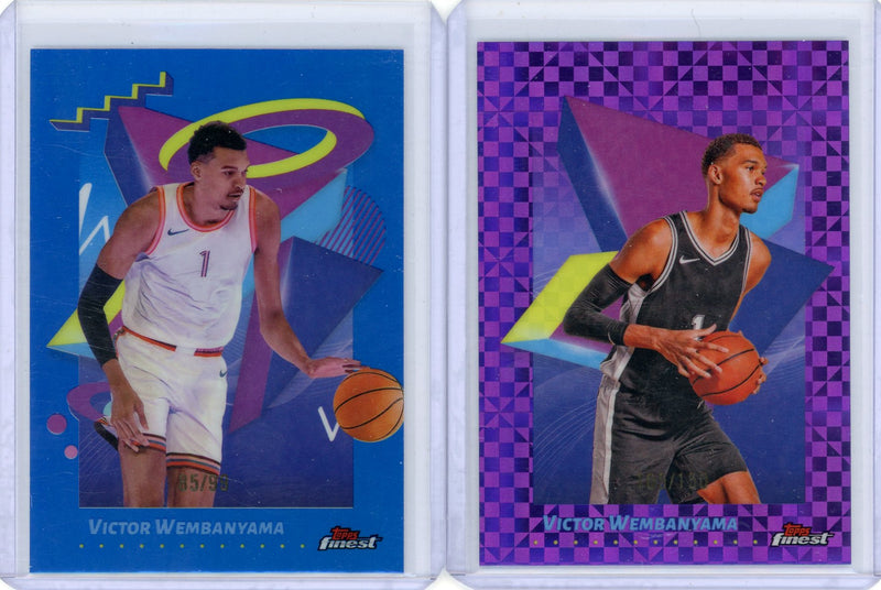 Victor Wembanyama 2024-25 Topps Finest Blue /99 + Purple X-fractor /150 2-card lot