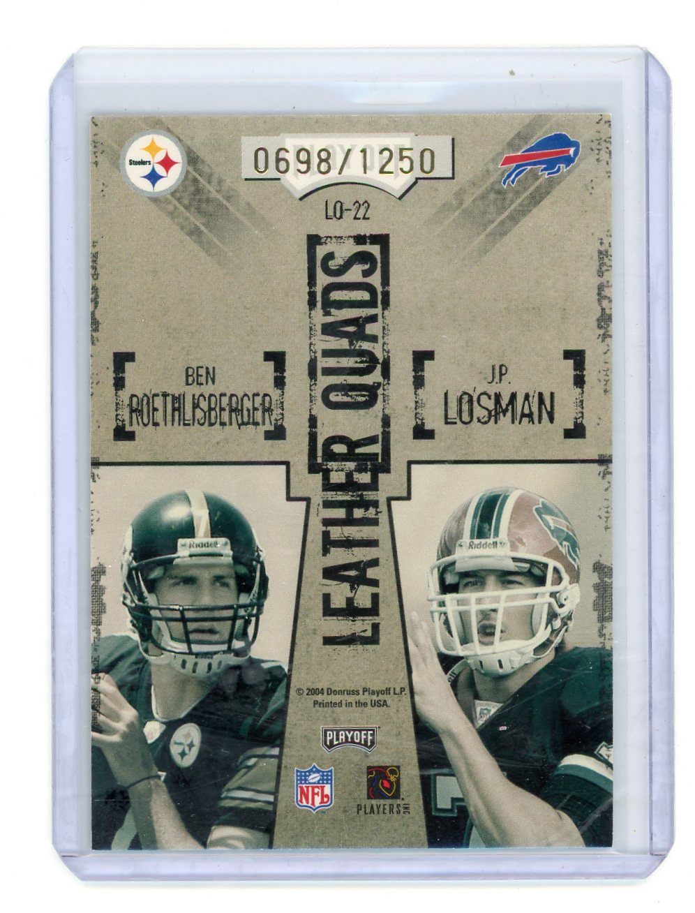 Eli Manning / Philip Rivers / Ben Roethlisberger / JP Losman 2004 Playoff Hogg Heaven Leather Quads Rookie #'d 0698/1250
