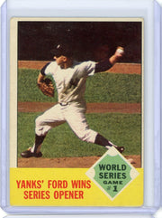 1963 Topps World Series Game #1 Yanks' Ford Wins Series Opener