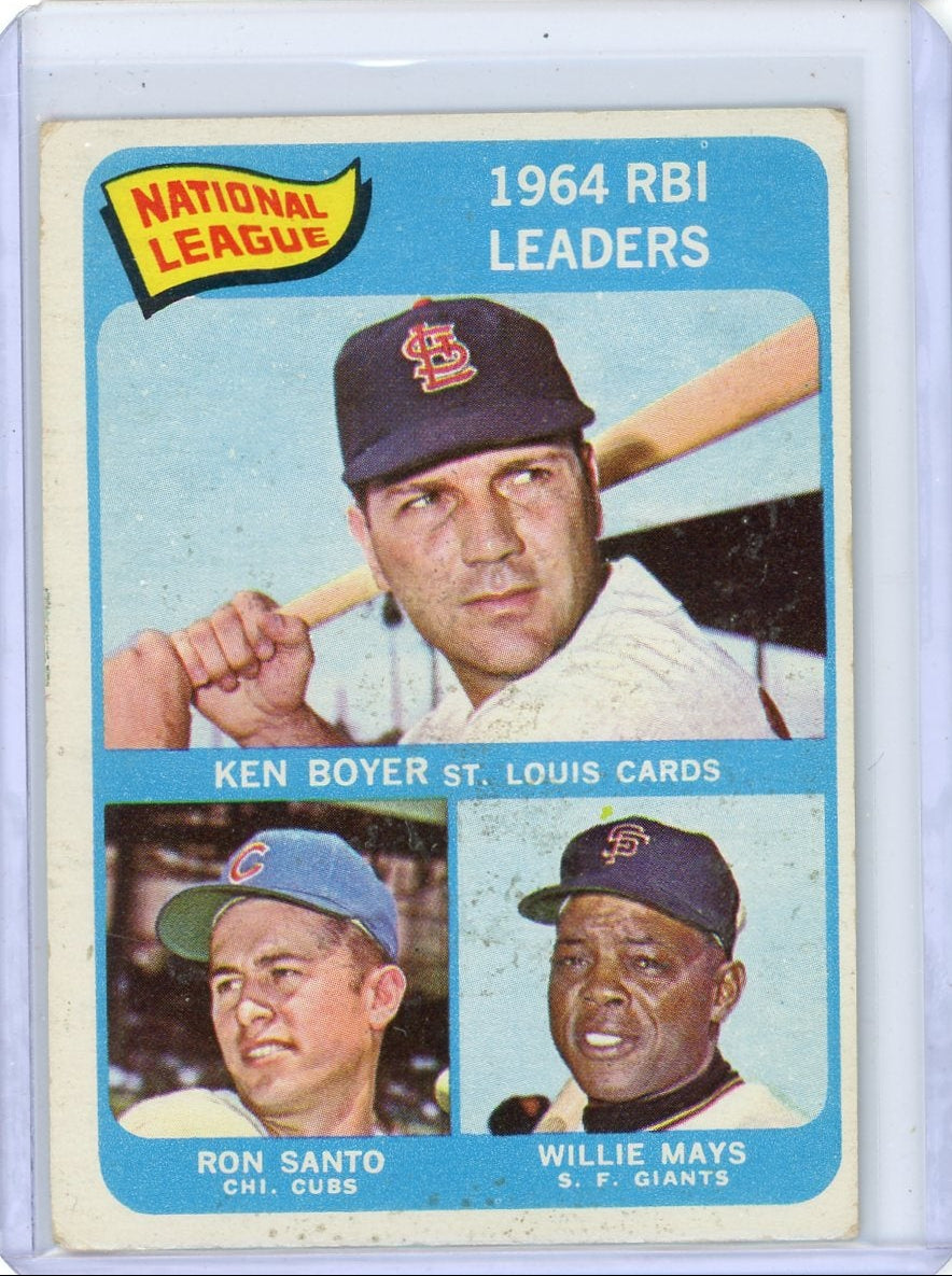 K. Boyer/R. Santo/W. Mays 1965 Topps '64 RBI Leaders