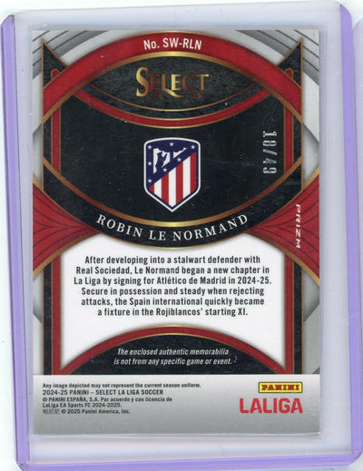 Robin Le Normand 2024-25 Panini Select relic purple prizm #'d 18/49