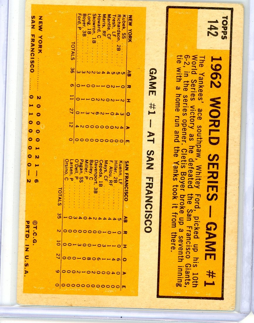 1963 Topps World Series Game #1 Yanks' Ford Wins Series Opener