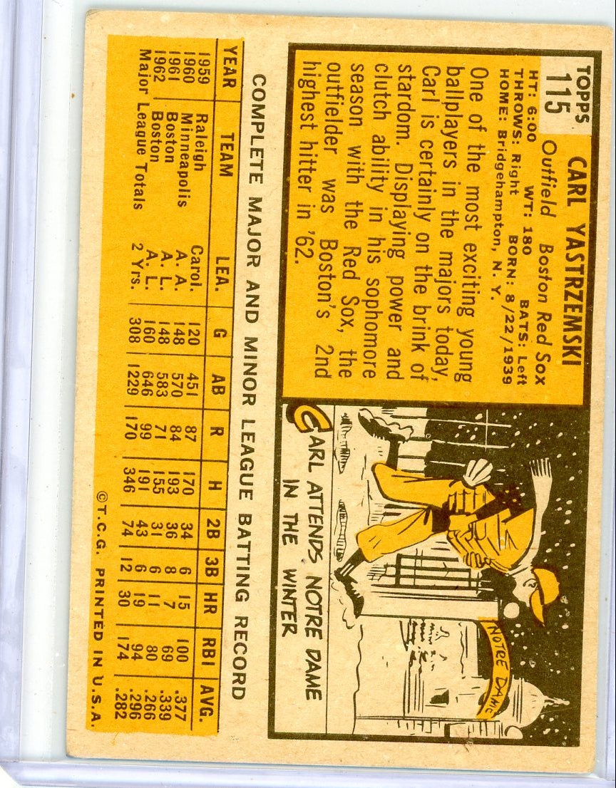 Carl Yastrzemski 1963 Topps #115