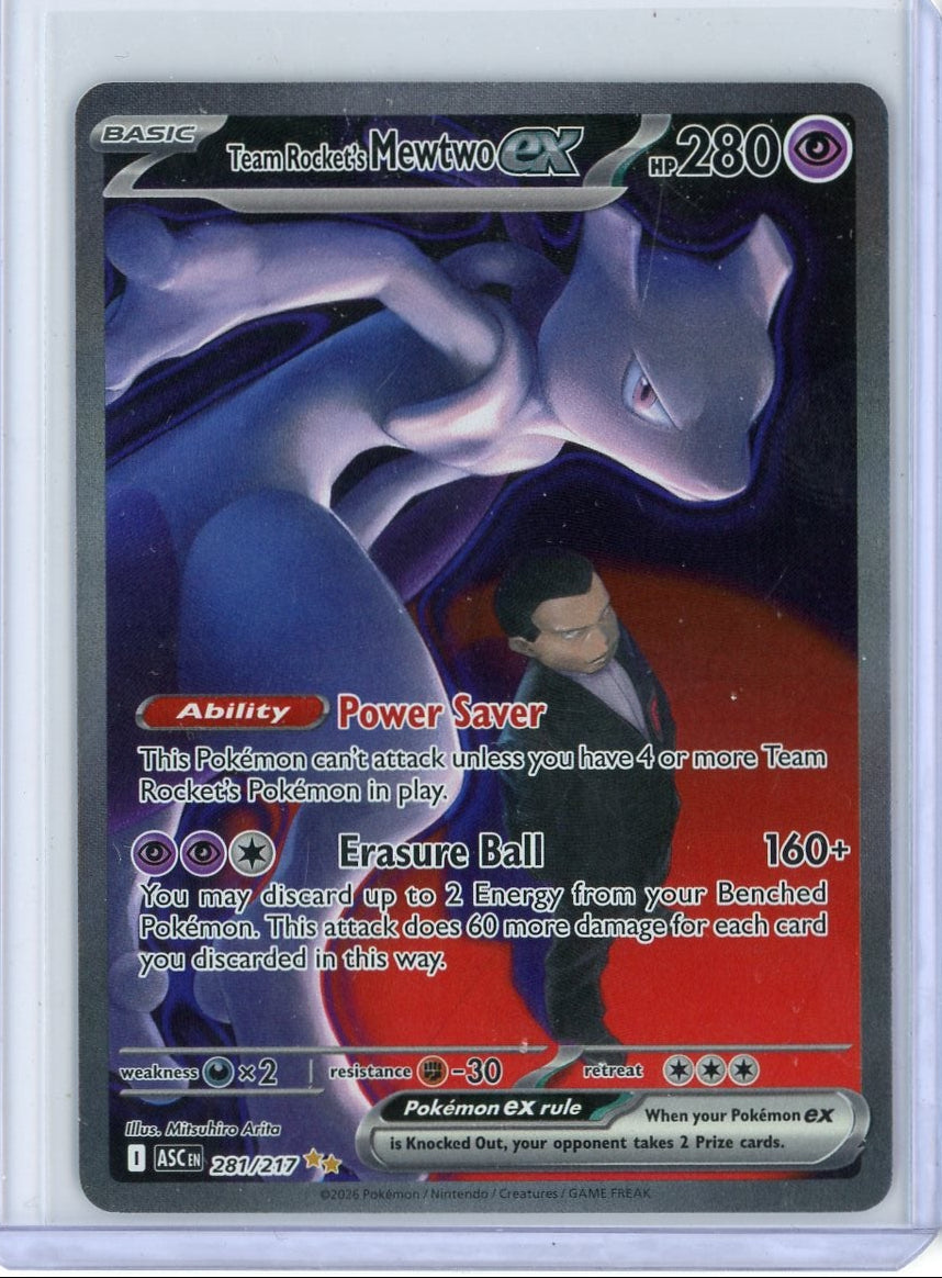 Team Rocket's Mewtwo ex Pokémon Ascended Heroes Special Illustration Rare #281/217