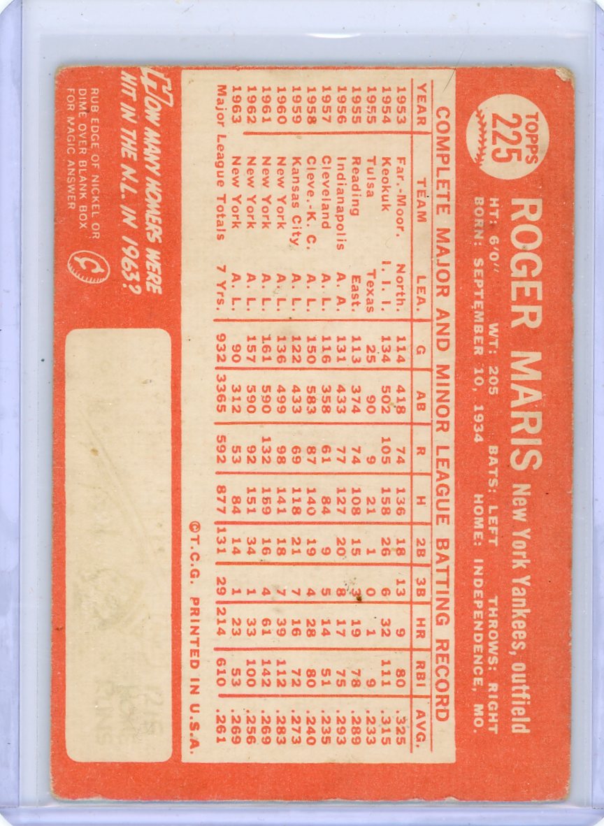 Roger Maris 1964 Topps #225