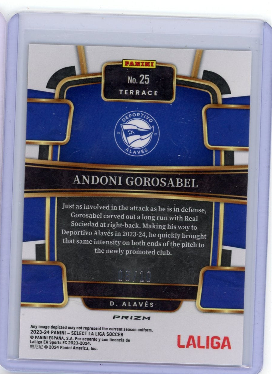 Andoni Gorosabel 2024-25 Panini Select La Liga gold wave prizm #'d 08/10