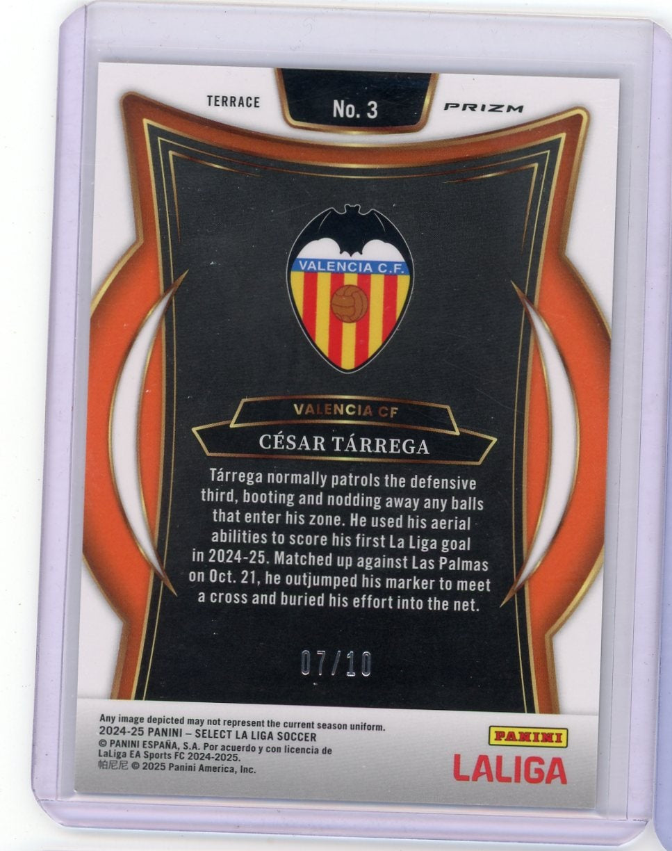 Cesar Tarrega 2024-25 Panini Select La Liga gold prizm rookie card #'d 07/10