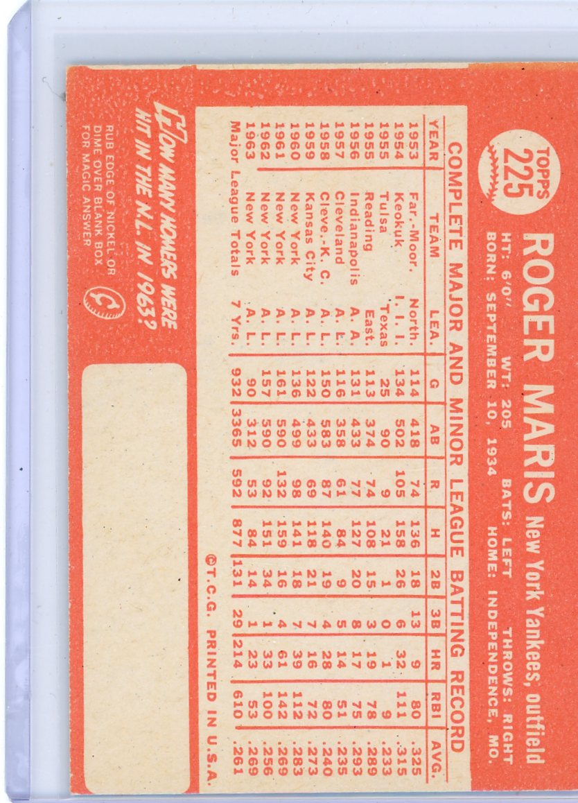 Roger Maris 1964 Topps #225
