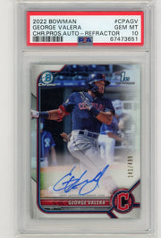 George Valera 2022 1st Bowman Chrome refractor autograph #'d 141/499 PSA 10