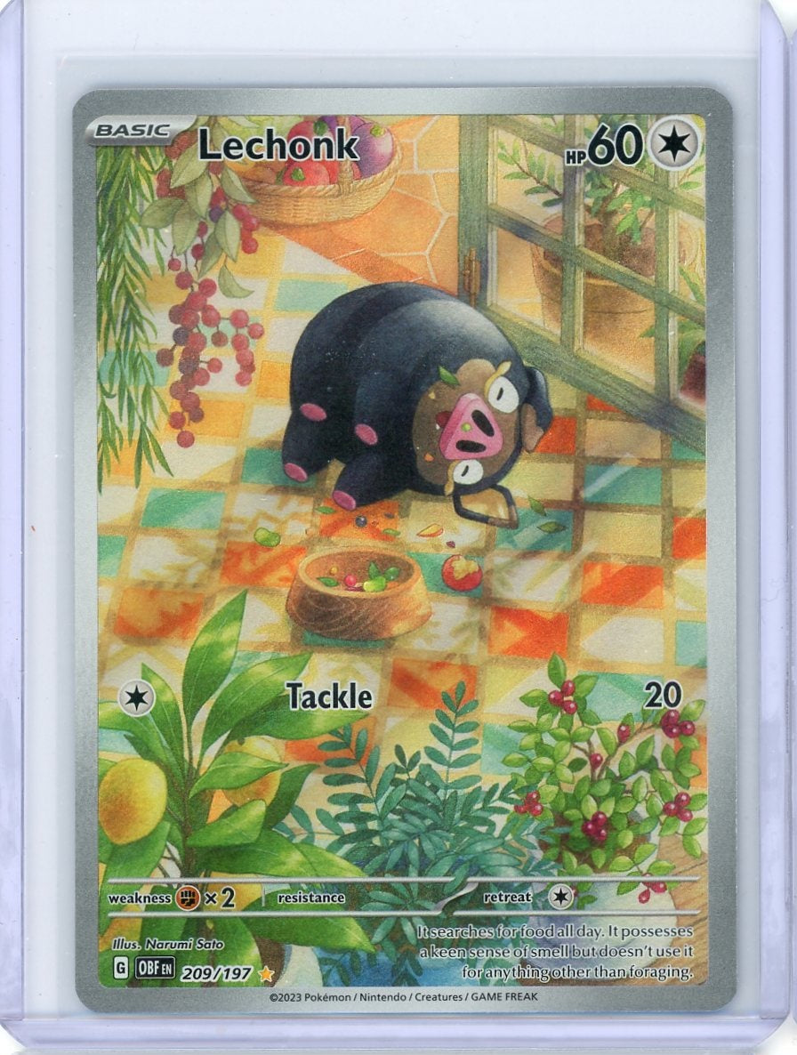 Lechonk Pokemon Obsidian Flames Illustration Rare 209/197
