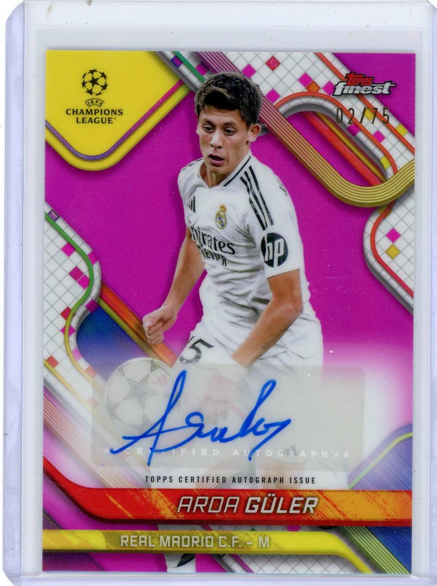 Arda Guler 2025 Topps Finest UEFA Champions League Magenta Refractor #'02/75