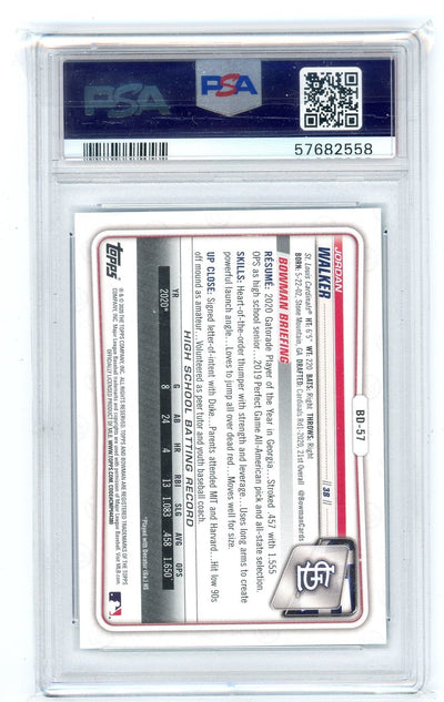 Jordan Walker 2020 1st Bowman Draft 1st Ed. sky blue foil PSA 9