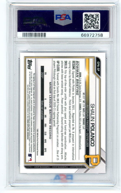 Shalin Polanco 2021 1st Bowman Chrome purple refractor autograph #'d 090/250 PSA 10