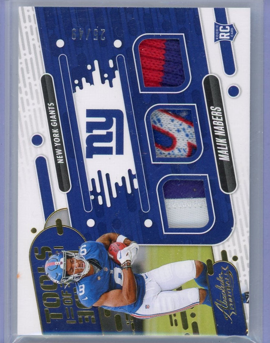 Malik Nabers 2024 Panini Absolute Tools of the Trade triple relic prime rc #'d 25/49